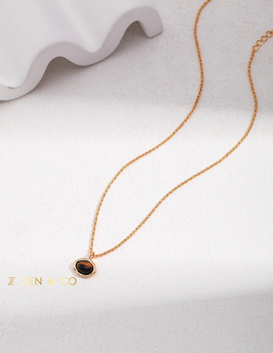 PADMA Bohemian Tiger eye drop earrings and pendant necklace - ZEN&CO Studio