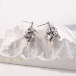 PAVLOVA Ballerina inspired tutu dangle earrings with dainty pearl - ZEN&CO Studio