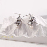 PAVLOVA Ballerina inspired tutu dangle earrings with dainty pearl - ZEN&CO Studio