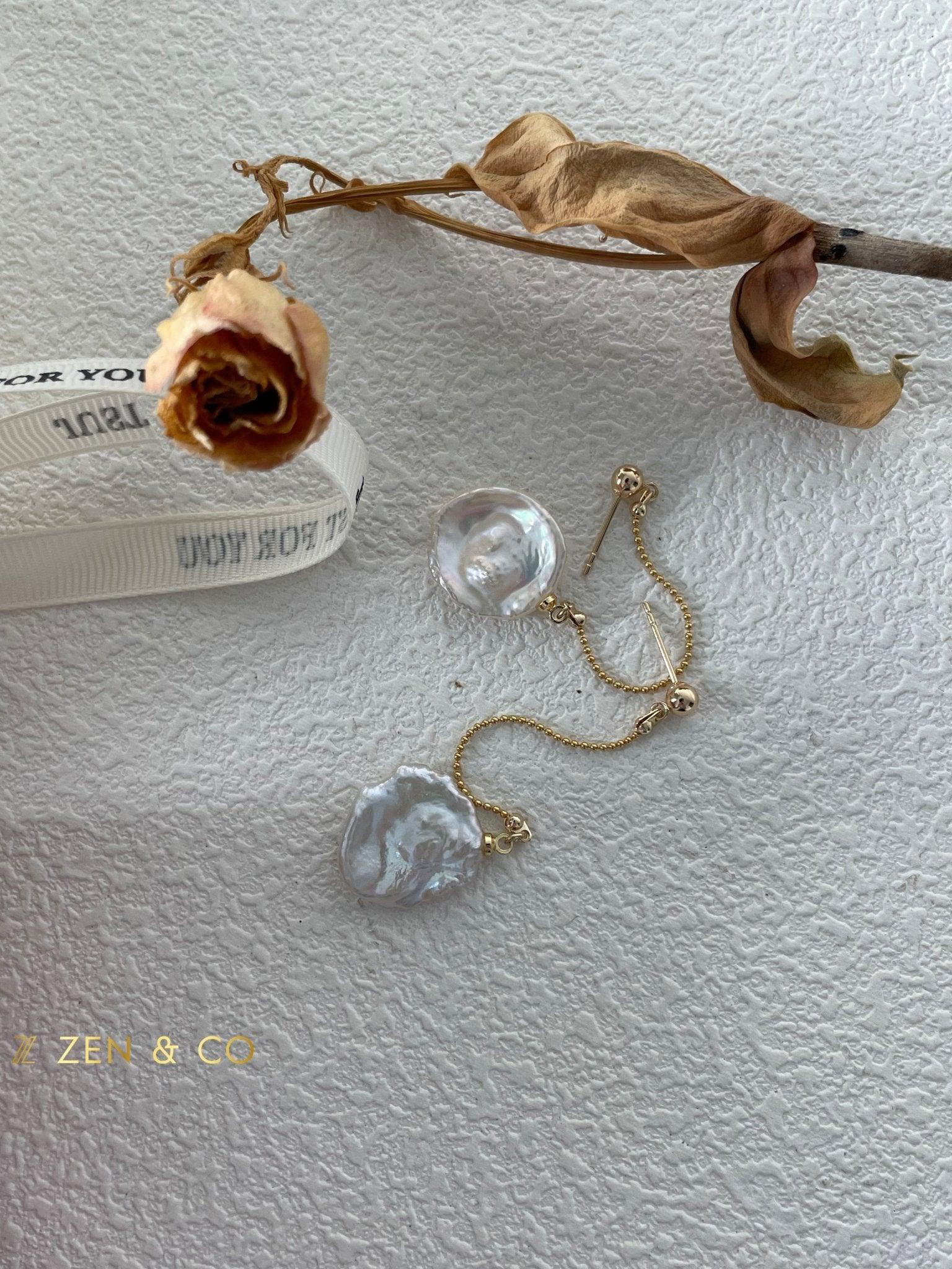 PETALS long dangle pearl earrings - ZEN&CO Studio