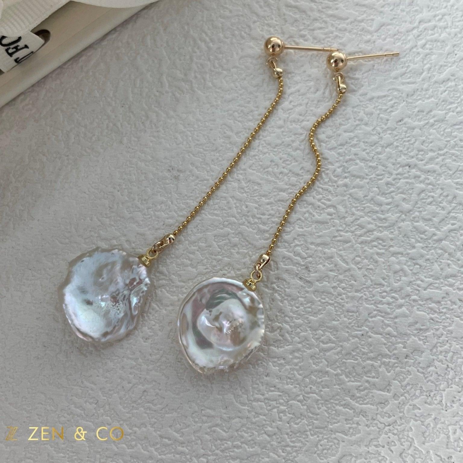 PETALS long dangle pearl earrings - ZEN&CO Studio