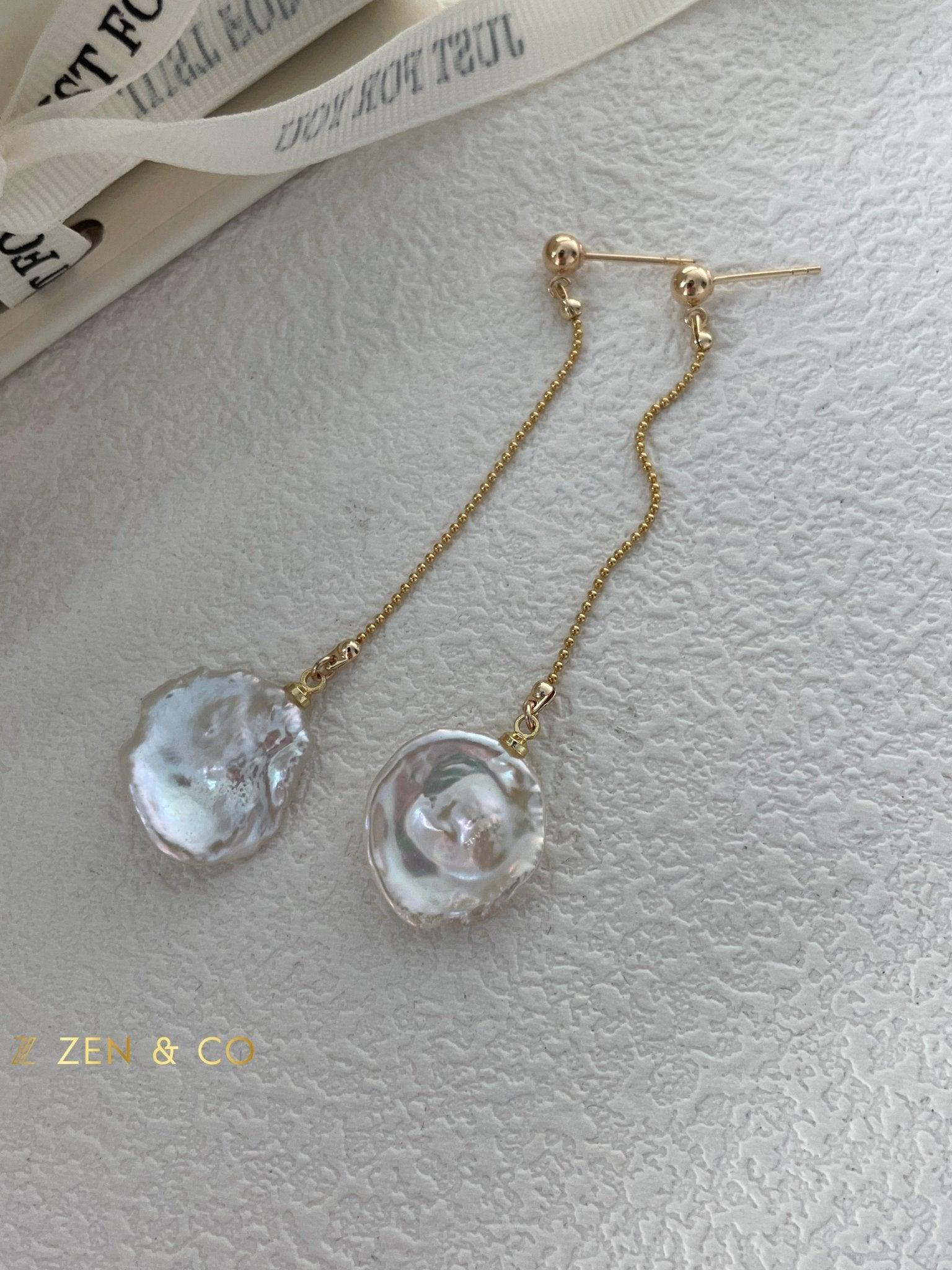 PETALS long dangle pearl earrings - ZEN&CO Studio