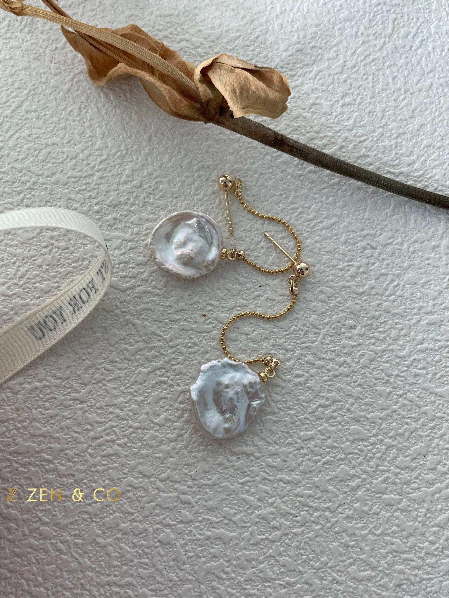 PETALS long dangle pearl earrings - ZEN&CO Studio