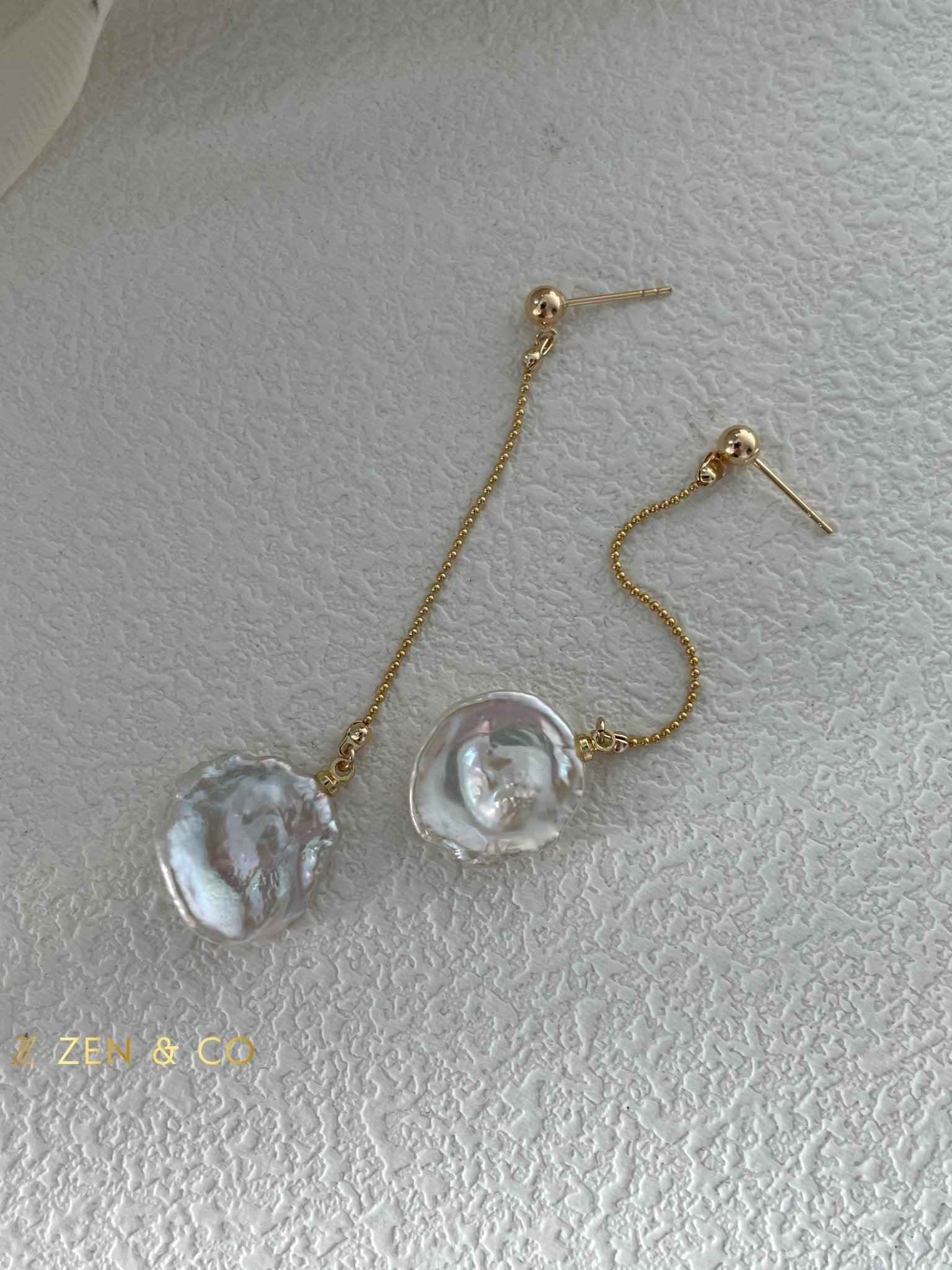 PETALS long dangle pearl earrings - ZEN&CO Studio