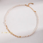 PHOEBE Pearl necklace with rain drop shaped dainty stones - ZEN&CO Studio