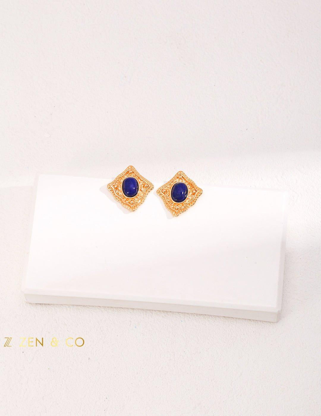 PRIYA Lapis Lazuli and Red Agate stud earrings - ZEN&CO Studio