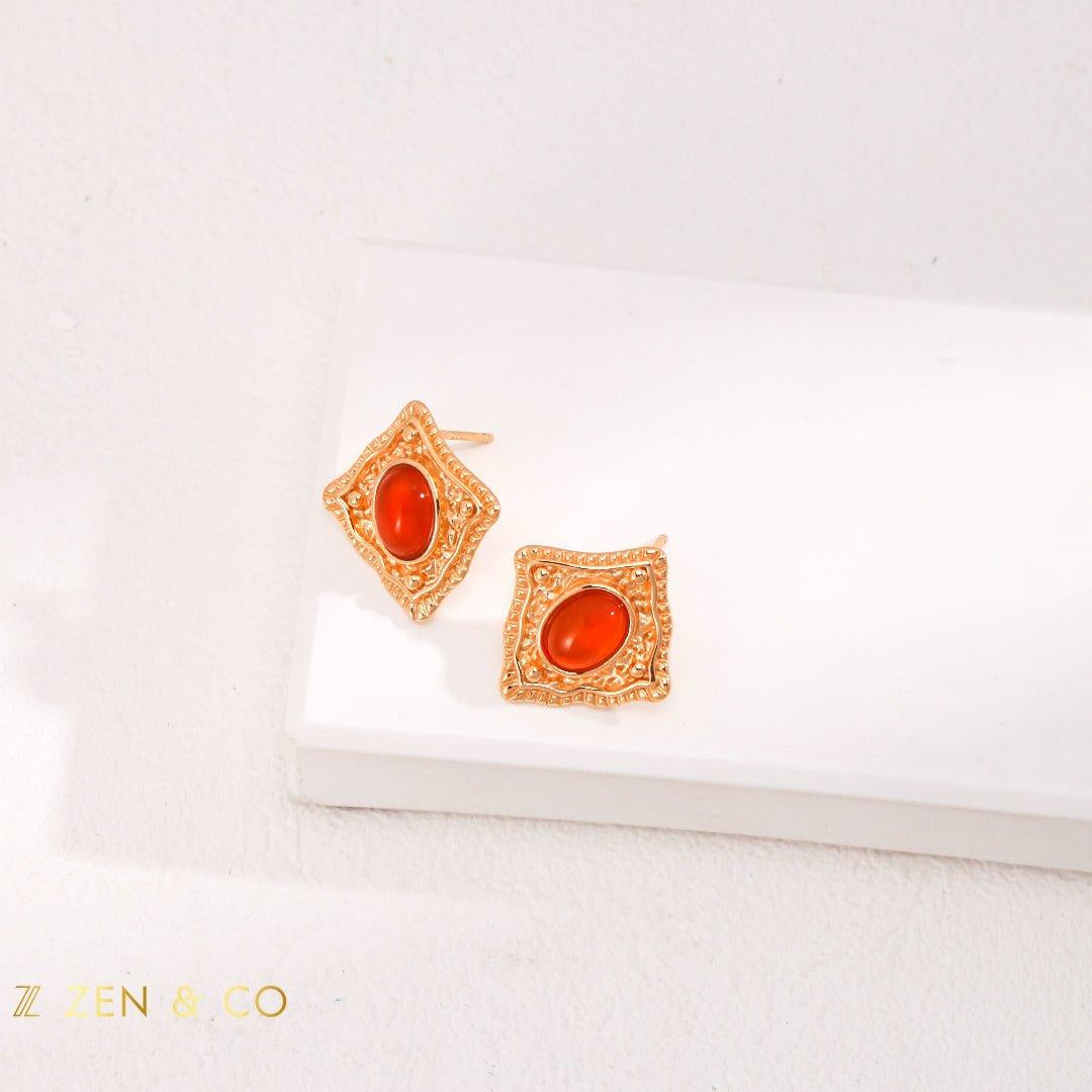 PRIYA Lapis Lazuli and Red Agate stud earrings - ZEN&CO Studio