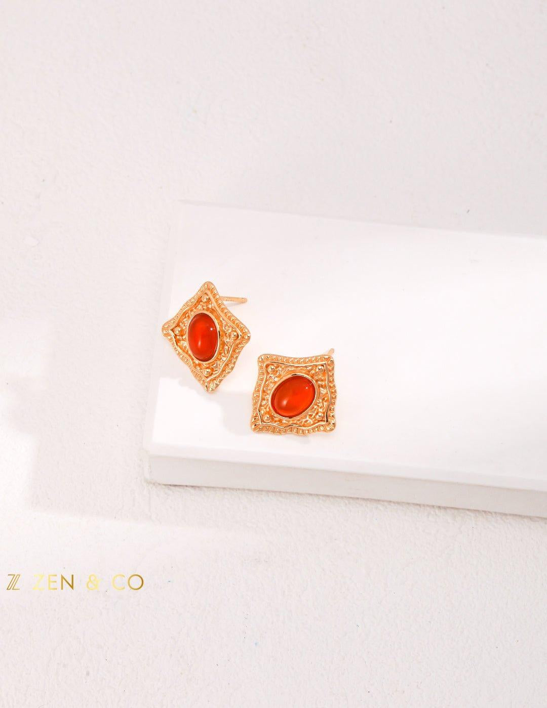 PRIYA Lapis Lazuli and Red Agate stud earrings - ZEN&CO Studio