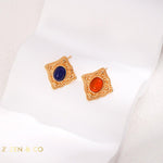 PRIYA Lapis Lazuli and Red Agate stud earrings - ZEN&CO Studio