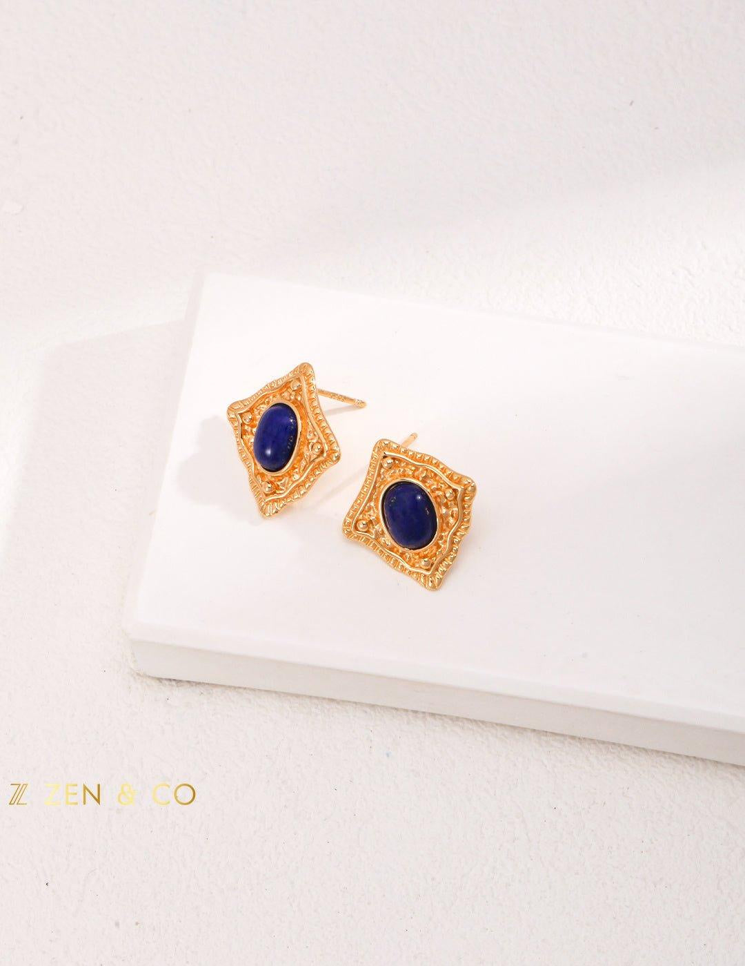 PRIYA Lapis Lazuli and Red Agate stud earrings - ZEN&CO Studio