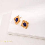 PRIYA Lapis Lazuli and Red Agate stud earrings - ZEN&CO Studio