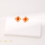 PRIYA Lapis Lazuli and Red Agate stud earrings - ZEN&CO Studio