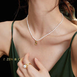 REGINA Statement pearl choker with queen coin pendant - ZEN&CO Studio