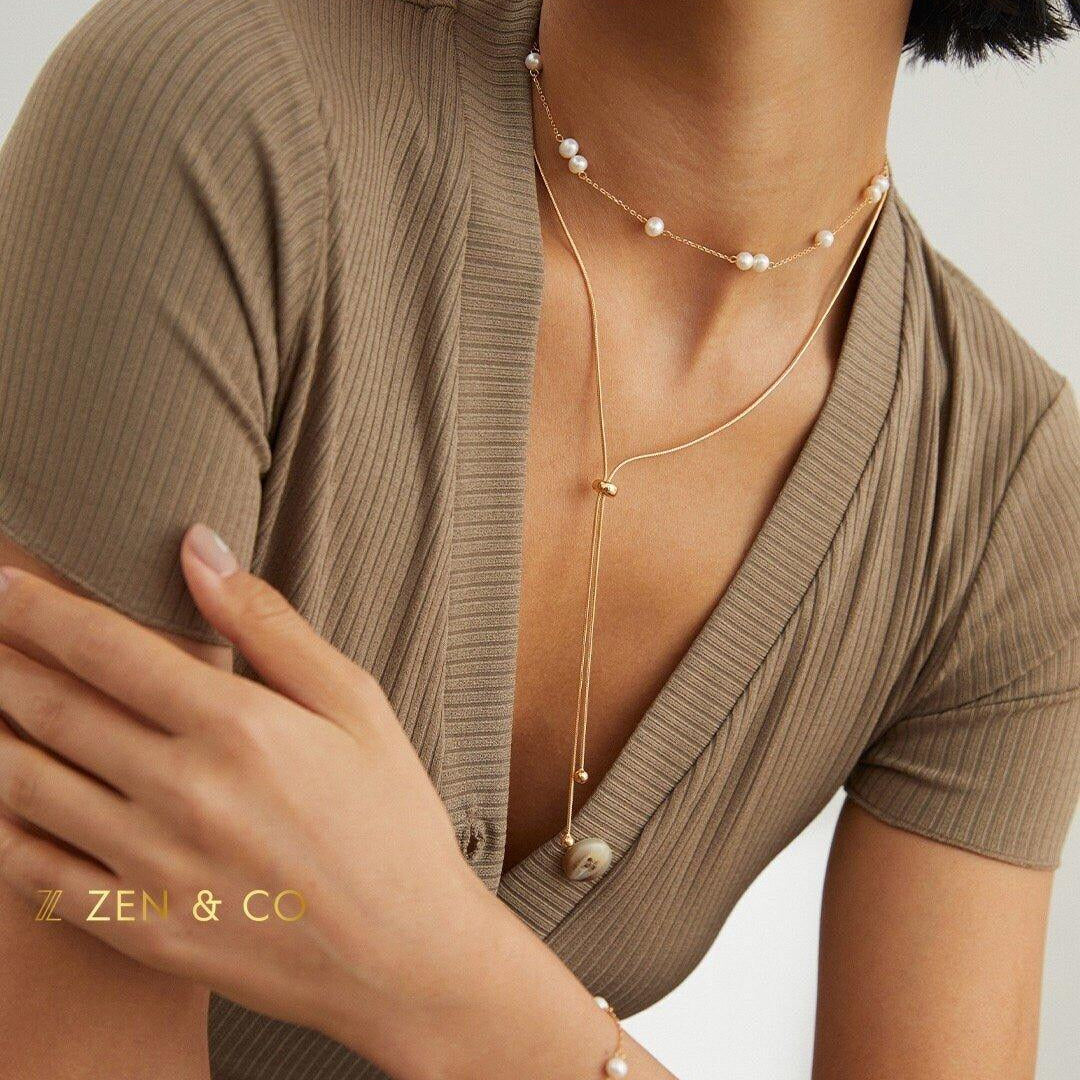 RILEY V neck minimalist stackable necklaces - ZEN&CO Studio