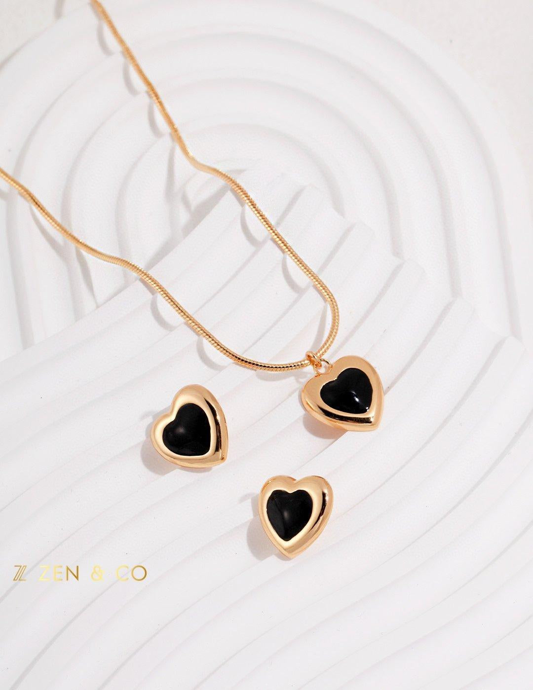 RIRI Barbie inspired Heart pendant necklace and heart stud earrings - ZEN&CO Studio