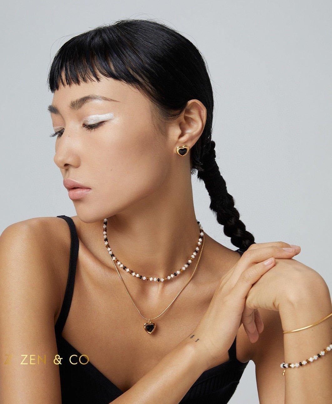 RIRI Barbie inspired Heart pendant necklace and heart stud earrings - ZEN&CO Studio