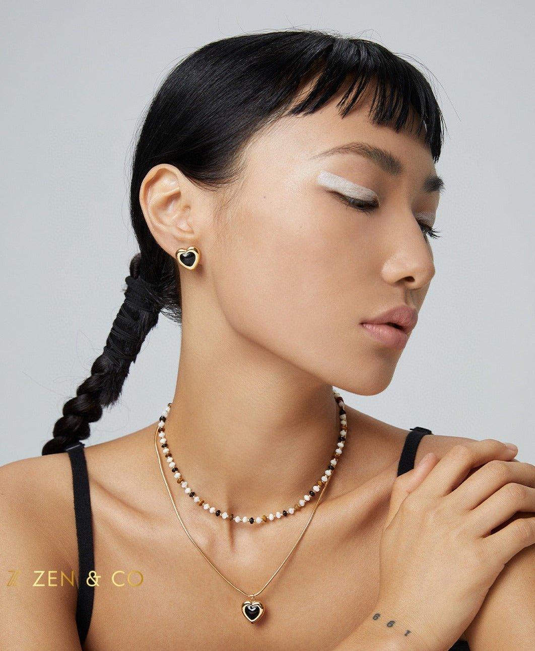 RIRI Barbie inspired Heart pendant necklace and heart stud earrings - ZEN&CO Studio