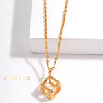 ROCIO Minimalist Cube shaped Pearl pendant necklace - ZEN&CO Studio