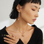 ROCIO Minimalist Cube shaped Pearl pendant necklace - ZEN&CO Studio