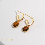 SARISHA Tiger eye drop earrings and simple pendant necklace set - ZEN&CO Studio