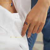 SHEELA Lapis lazuli statement drop earrings and open ring - ZEN&CO Studio