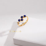 SHEELA Lapis lazuli statement drop earrings and open ring - ZEN&CO Studio