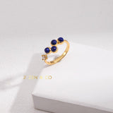 SHEELA Lapis lazuli statement drop earrings and open ring - ZEN&CO Studio