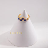 SHEELA Lapis lazuli statement drop earrings and open ring - ZEN&CO Studio