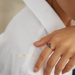 SHEELA Lapis lazuli statement drop earrings and open ring - ZEN&CO Studio