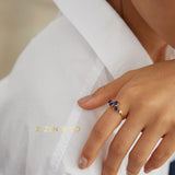 SHEELA Lapis lazuli statement drop earrings and open ring - ZEN&CO Studio