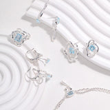 TIFFANY Blue topaz jewelry set necklace ring and earrings - ZEN&CO Studio