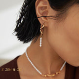 URSULA Geometric knot pearl earrings and necklace set - ZEN&CO Studio