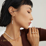 URSULA Geometric knot pearl earrings and necklace set - ZEN&CO Studio