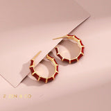 XING Bamboo shaped red enamel hoop earrings - ZEN&CO Studio