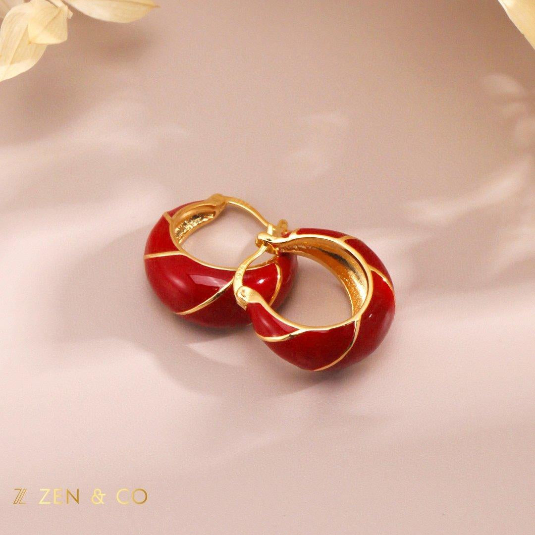 YUN Red enamel hoop earrings - ZEN&CO Studio