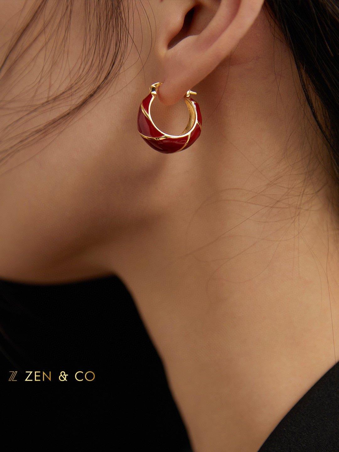 YUN Red enamel hoop earrings - ZEN&CO Studio