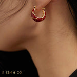 YUN Red enamel hoop earrings - ZEN&CO Studio