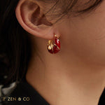 YUN Red enamel hoop earrings - ZEN&CO Studio