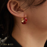 YUN Red enamel hoop earrings - ZEN&CO Studio