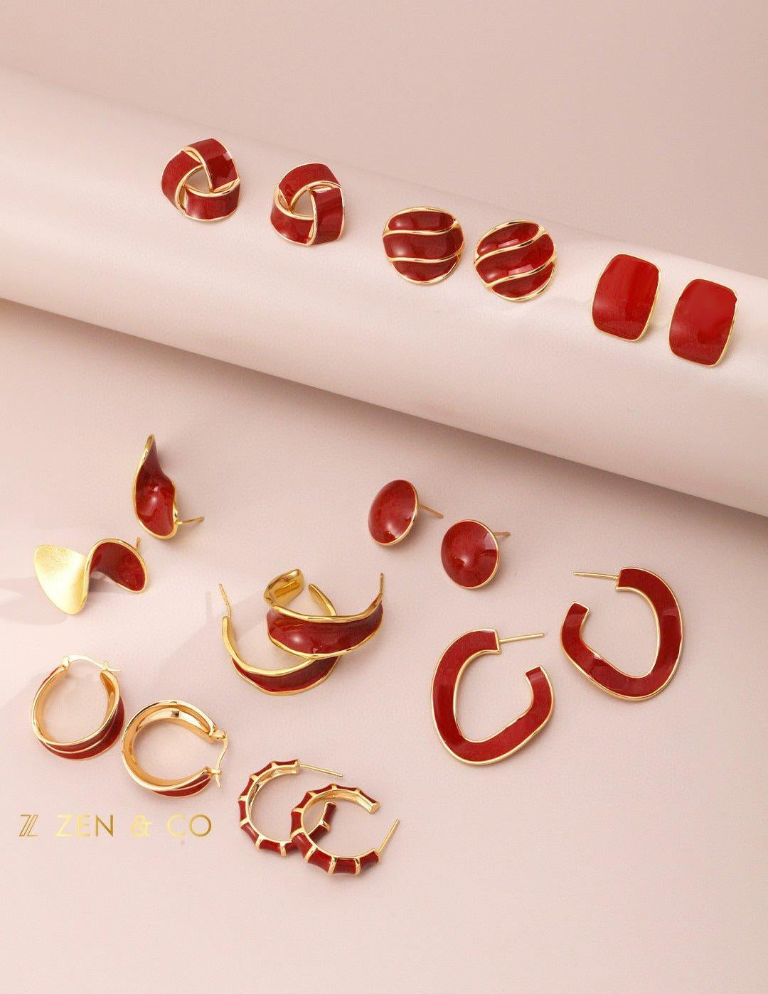 YUN Red enamel hoop earrings - ZEN&CO Studio