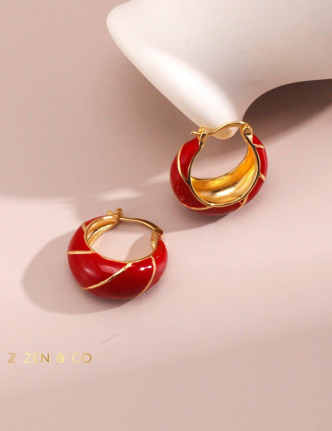 YUN Red enamel hoop earrings - ZEN&CO Studio