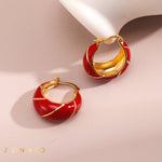 YUN Red enamel hoop earrings - ZEN&CO Studio