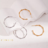 ZEN Big round bamboo shaped hoop earrings - ZEN&CO Studio