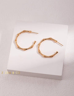 ZEN Big round bamboo shaped hoop earrings - ZEN&CO Studio