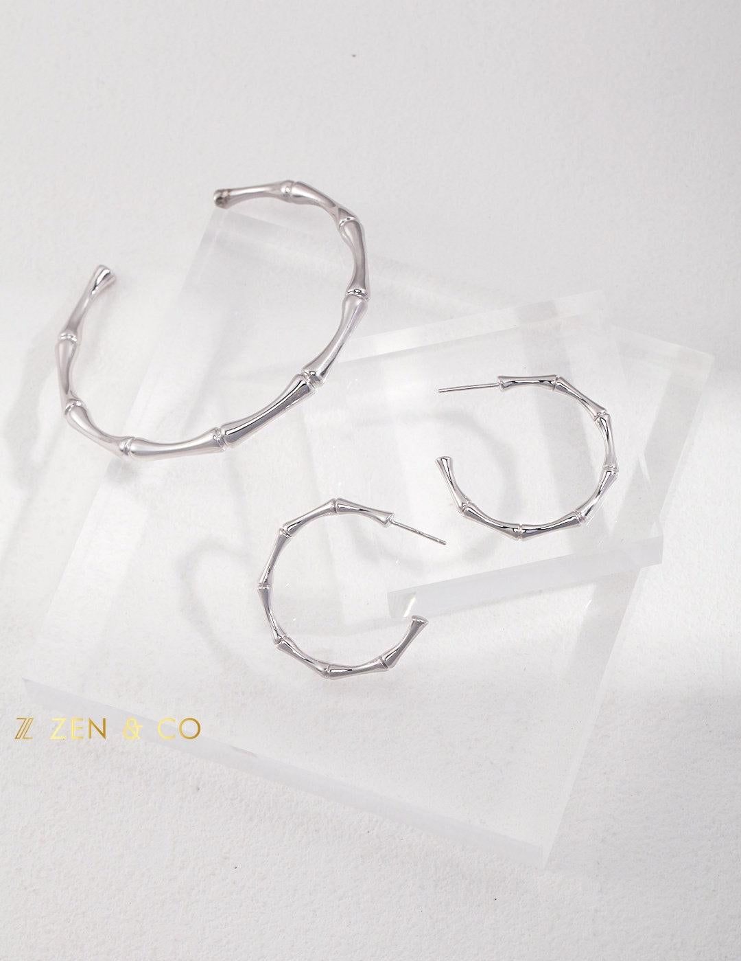 ZEN Big round bamboo shaped hoop earrings - ZEN&CO Studio