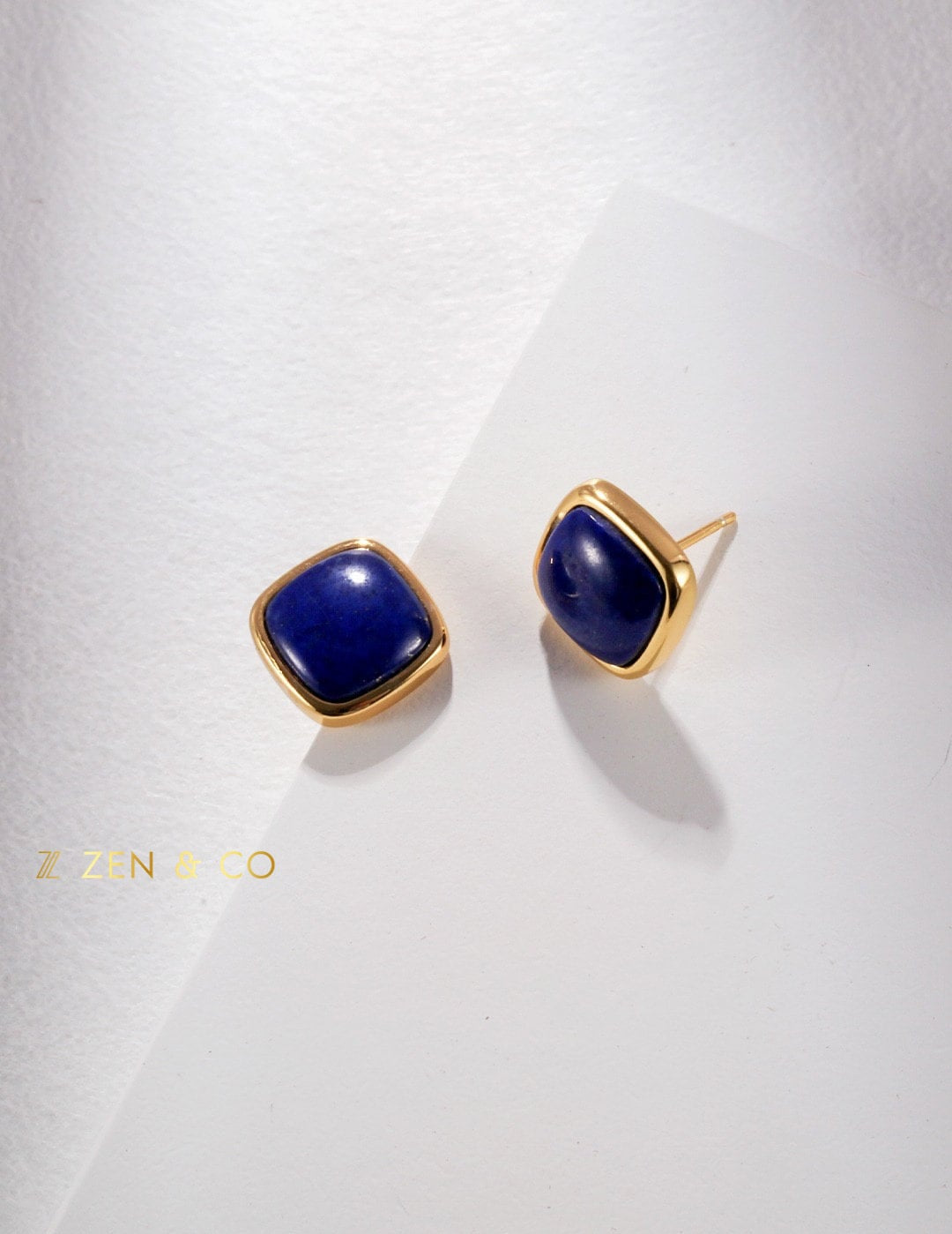 AZUL Blue Lapis Lazuli stone stud earrings - ZEN&CO Studio