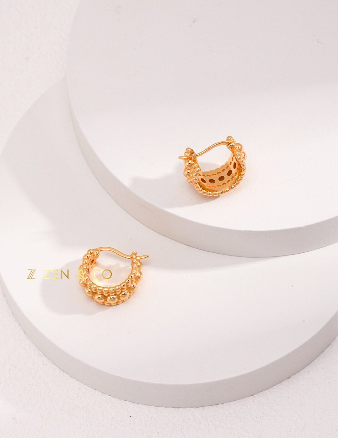 CAMILLE French empress style hoop earrings chunk ring - ZEN&CO Studio