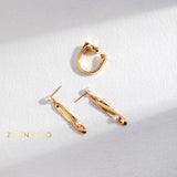 CLIO Long dangle earrings with dainty pearls - ZEN&CO Studio