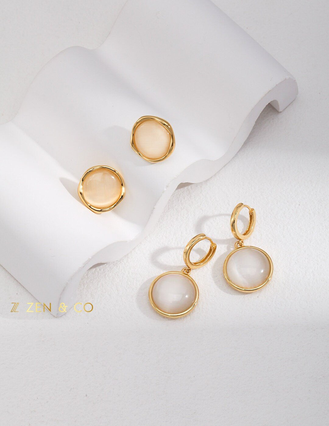 EDEN Cat eye stone stud earrings - ZEN&CO Studio