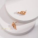 ELSA Asymmetric cute knot pearl stud drop earrings - ZEN&CO Studio